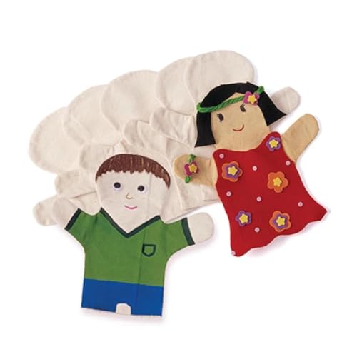 ERINGOGO 2 Stück Handgefertigtes DIY Fingerpuppen Materialpaket aus Weißem Canvas Stoff Kreatives Bastelset für Kindergartenkinder Handgemachte Handpuppen für Fantasievolles und von ERINGOGO