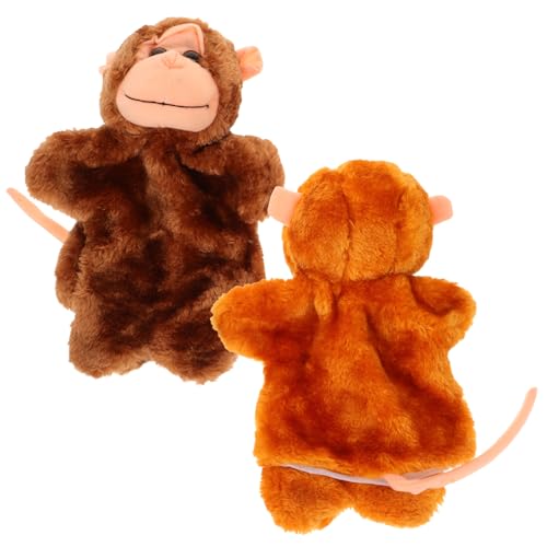 ERINGOGO 2 Stück Handpuppe AFFE Teiliges aus Weichem Plüsch Realistisch Geformt Elastisch und Waschbar Kreatives Erzählspielzeug Fantasie und Eltern Junge Mädchen Bindung von ERINGOGO