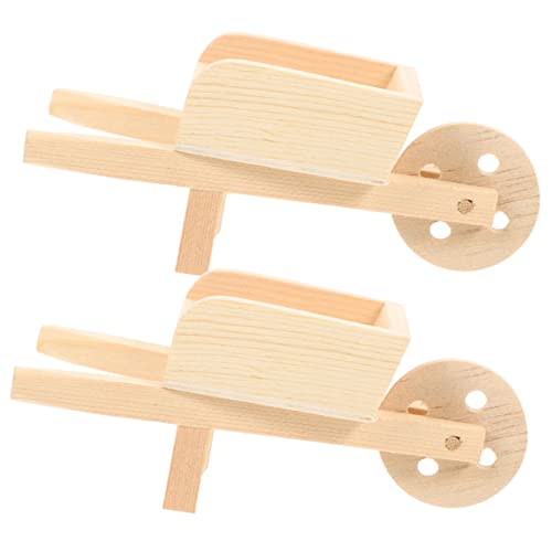 ERINGOGO 2stücke Mini Holzschubkarren Miniatur Schubkarren Für Und Mikrolandschafts-Dekoration Spielzeug Und Fotorequisiten Langlebige Holzmodelle von ERINGOGO