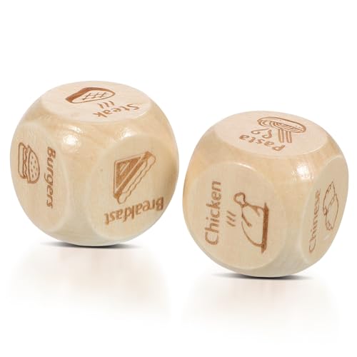 ERINGOGO 2 Stück Holz Würfel Food Dice mit Essensmotiven und Widerstandsfähig Tragbar Lustiges Essen Entscheider Würfel für Schnelle Mahlzeitwahl und Partyspaß ERINGOGO 2 Stück Holz Würfel Food Dice mit Essensmotiven und Widerstandsfähig Tragbar Lustiges Essen Entscheider Würfel für Schnelle Mahlzeitwahl und Partyspaß von ERINGOGO