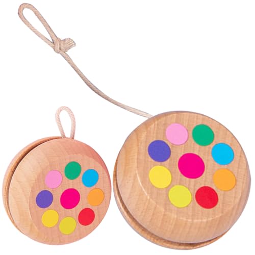 ERINGOGO 2 Stück Holz Yo Yo aus Stabilem Buchenholz Fördert Fingerfertigkeit und Hand Auge Koordination Handliche für Unterwegs Sichere Oberfläche für Junge Spieler von ERINGOGO