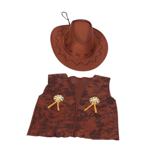 ERINGOGO 2 Stück Jeans Themenkleid Karneval Cowboy Kostüm Halloween Cowboy -kostüm Für Jungen Outfit Mit Westthemen Westliches Anziehen Bauernhutkostüm Halloween-cowboy-kostüm Stoff von ERINGOGO