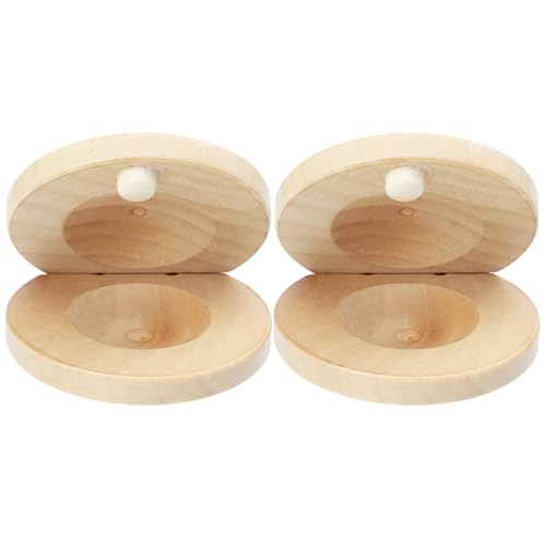 ERINGOGO 2 Stück Kleine Holz Kastagnetten für Anfänger Musikinstrumente zur Rhythmusförderung Robuste Finger Kastagnetten für Holz Klangspielzeug für Musikalische Früherziehung von ERINGOGO