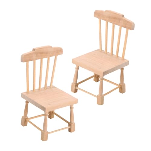 ERINGOGO 2 Stück Kleiner Mini-Stuhl mit dünner Linie faltbar Puppenhaus Bausatz Schemel buchstütze holzmöbel Kleiner Stuhl Holzstuhl Miniaturmöbel Mini-Stuhlverzierung Birke Khaki von ERINGOGO