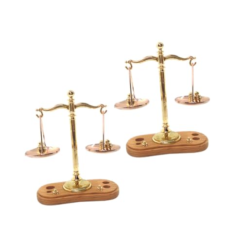 ERINGOGO 2 Stück Küchenspielzeugzubehör geschirrset kinderküche Kitchen Set for Children Toys kinderknallzeug mit Kleiner Waage maßstabsgetreues hölzern Golden von ERINGOGO