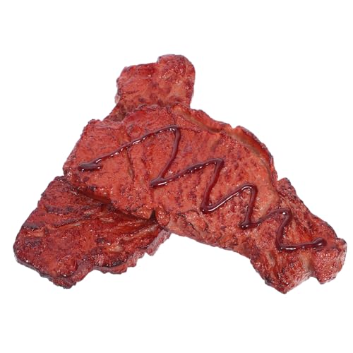 ERINGOGO 2 Stück Künstliche Steak Deko Realistisch Braun Lebensmittelecht Aussehendes Fake Roastbeef Modell ohne Kühlung für Küchen Dekoration Markt und Partyfotografie Pflegeleicht von ERINGOGO