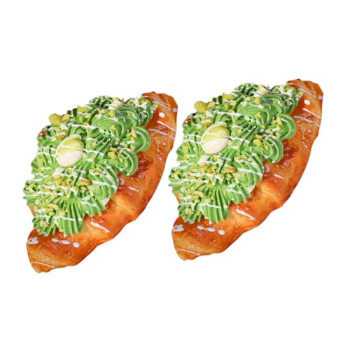 ERINGOGO 2 Stück Künstliches Croissant Modell Realistische Simulation für Fotografie und Partydekoration Lebensmittelmodell für Schaufenster und Ausstellungen Matcha von ERINGOGO
