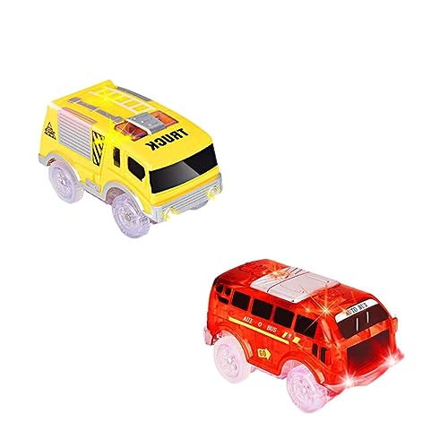 ERINGOGO 2 Stück LED Leuchtende Elektrische Spielzeugautos Kinderbahn Fahrzeuge aus Sicherem Kunststoff Farbenfrohe Nachtlicht Autos für Jungen und Mädchen Fördert Hand Auge Koordination von ERINGOGO