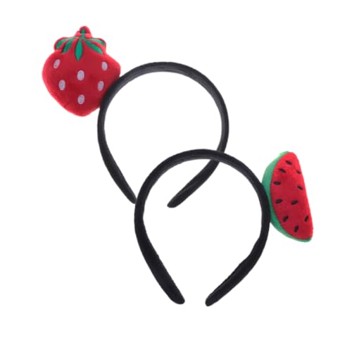 ERINGOGO 2 Stück Lustiger Wassermelonen und Erdbeer Haarreifen Flexibler Haarschmuck für Partys Fotoshootings Verstellbares Bequemes Headpiece für Frauen und Erwachsene von ERINGOGO