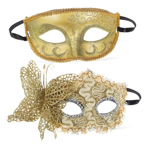 ERINGOGO 2stücke Vintage Masquerade Masken Für Kostüm-accessoires Für Maskenbälle Halloween Und Festliche Anlässe Wiederverwendbare Und Schicke von ERINGOGO