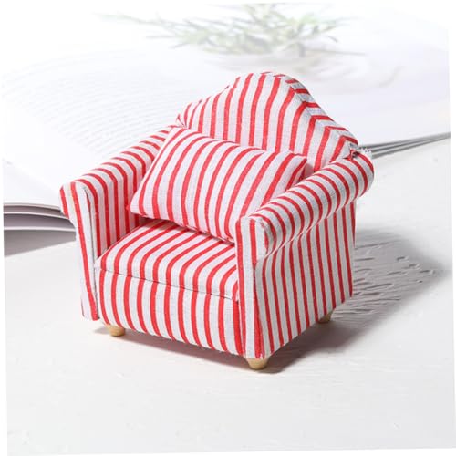 ERINGOGO 2 Stück Maßstab Gestreiftes Mini Sofa Realistische Puppenhaus Accessoires Kindgerechtes Wohnzimmermöbel für Puppen von ERINGOGO