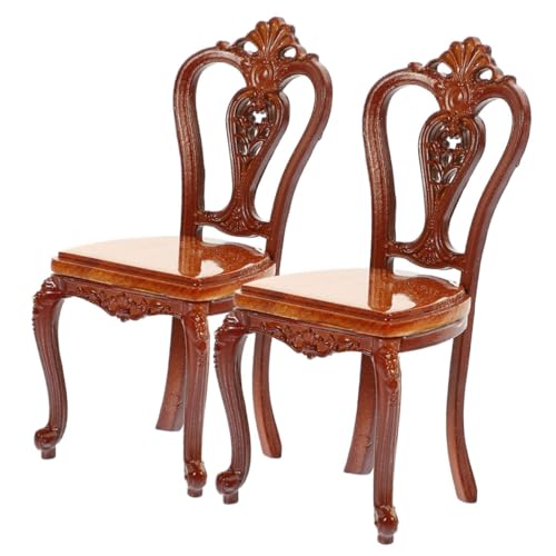 ERINGOGO 2 Stück Maßstab Retro Zinklegierung Mini Stühle mit Rückenlehne Puppenhaus Zubehör für Wohnzimmer Schlafzimmer Dekoration von ERINGOGO