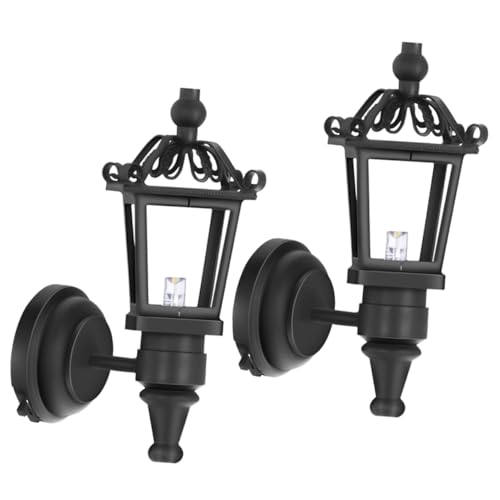 ERINGOGO 2 Stück Maßstab Schwarze Puppenhaus Wandlampen Realistische Möbelmodell Szene Dekoratives Accessoire für Kleine Häuser und Miniaturzimmer von ERINGOGO