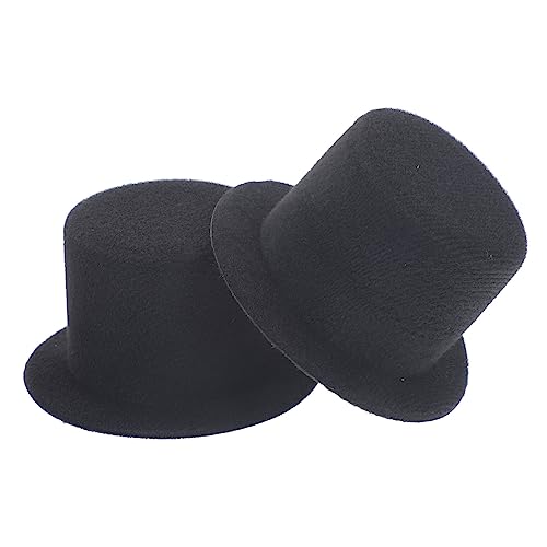 ERINGOGO 2 Stück Mini Filzhüte DIY Bastelset für Puppen und Dekoration Handgefertigte Miniatur Zylinderhüte aus Schwarzem Filz für Puppen Party und Kreative Handarbeiten von ERINGOGO