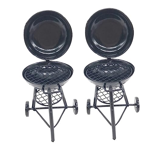 ERINGOGO 2 Stück Mini-Grill Mini-ofen Kinderspielzeug Puppenhausofen Kleines Ofendekor Mini-rundofen Puppenhaus Mini-backofen- Outdoor-Szene Eisen Black von ERINGOGO