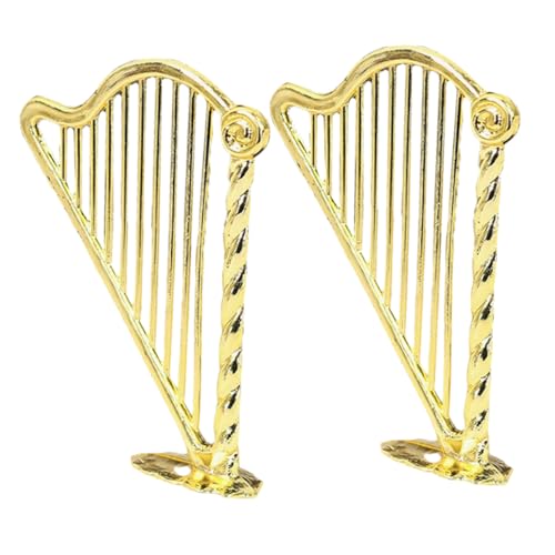 ERINGOGO 2 Stück Mini Harfe Mini Sachen Mini Musikinstrumente Harfeninstrumente Mini Lyrharfe Miniatur Musikinstrumente Miniatur Harfenmodell Kleine Harfe Handharfe Goldener von ERINGOGO
