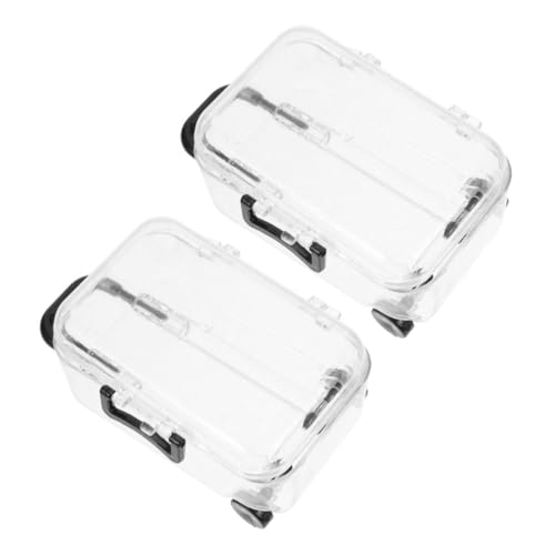 ERINGOGO 2 Stück Mini Koffer Set Transparent Kleine Aufbewahrungsbox Robust für Puppenhaus Zubehör Mini Koffer Party Favor mit Diskretem Design und Langlebiger Funktion für Miniatur von ERINGOGO