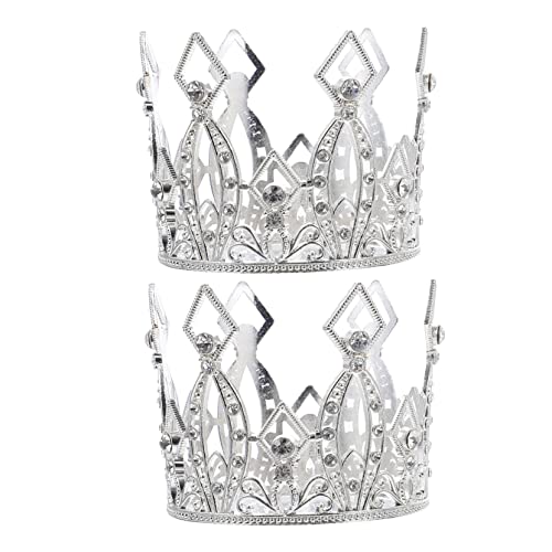 ERINGOGO 2 Stück Mini Kronen Cake Topper in Silber Kreative Tortendeko für Geburtstag Hochzeit Dessertdekoration Langlebige Krone als Festliche Tischdekoration und Fotorequisite von ERINGOGO