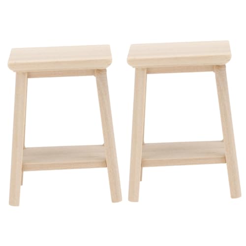 ERINGOGO 2 Stück Mini-Möbelmodell Puppenhaus-Thekenhocker Mini-Stühle Häuser Puppenhauszubehör Babyhocker Kleiner runder hocker Miniaturmöbel Mini-Möbel schmücken Mini-Hocker hölzern Beige von ERINGOGO
