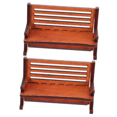 ERINGOGO 2 Stück Mini-Stuhldekoration Garten Dekoration Miniaturmöbeldesign Handgefertigter Stuhl Dekorative Accessoires Miniaturstühle zum Basteln Miniatur-Schaukelstuhl Holz Brown von ERINGOGO