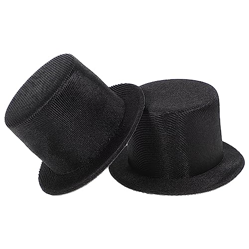 ERINGOGO 2 Stück Mini Tops Hüte aus Robustem Leichte Miniaturmützen für DIY Bastelbedarf Puppen und Schneemann Dekoration Schwarze Weihnachtsmützen für Handarbeiten und Festliche Anlässe von ERINGOGO