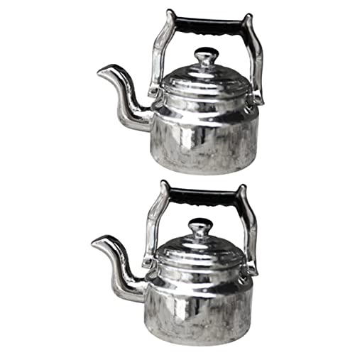 ERINGOGO 2 Stück Mini Wasserkocher für kinderspielzeug Puppenhausfiguren Wasserkocher vorgeben, Wasserkocher zu Küchenrequisiten vorgeben Legierung Silver von ERINGOGO