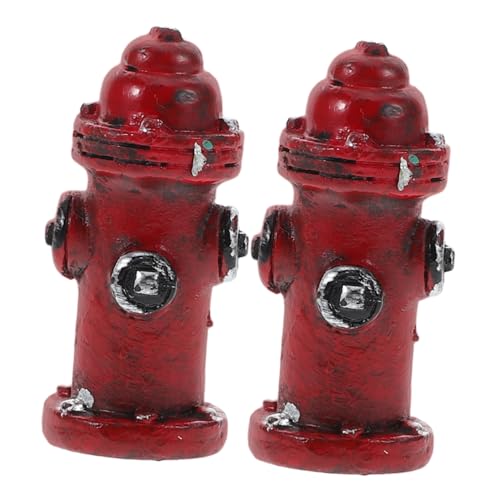 ERINGOGO 2 Stück Miniatur Feuerhydrant Resin Einzigartige Feuerwehr Dekoration für Puppenhaus Vielseitige Mikro Landschaftsfigur Fotorequisite und Kuchen Topper Detailreich und Dekorativ von ERINGOGO