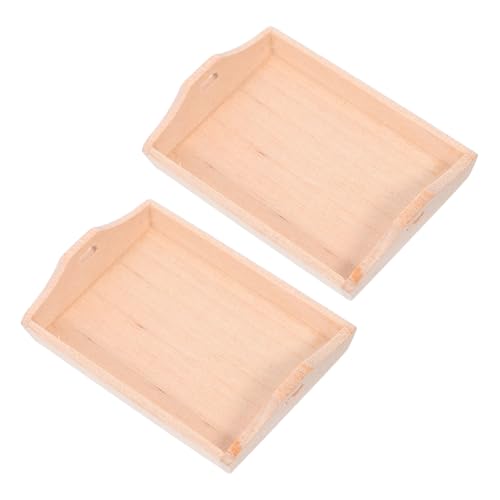 ERINGOGO 2 Stück Miniatur Holz Brotteller Robuste Puppenhaus Küchenschale Vielseitig für Brot und Teller Natürliche Farbe Puppenhaus Zubehör für Küche und Esszimmer Dekoration von ERINGOGO