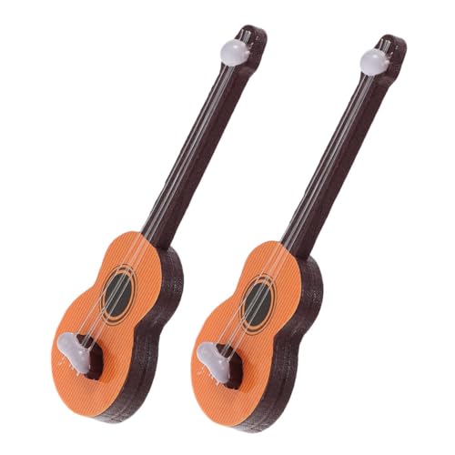 ERINGOGO 2 Stück Miniatur Holz Gitarren Modell Vintage Miniatur Gitarrendekor für Puppenhaus Langlebige Simulation Leichte Mini Haus Dekoration für DIY und Sammlungen von ERINGOGO
