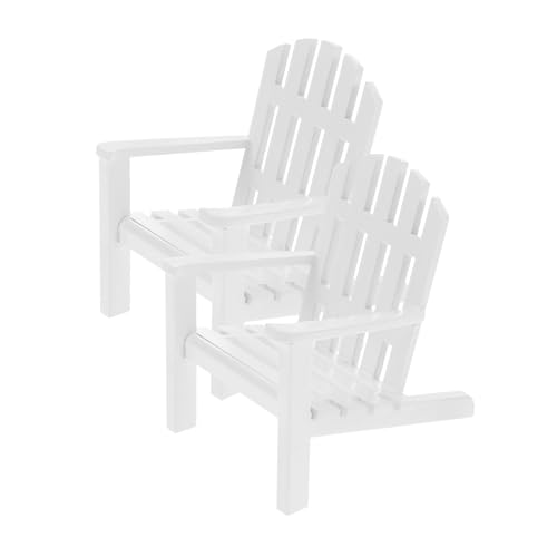 ERINGOGO 2 Stück Miniatur Holzstuhl Filigran Gestaltete Puppenhaus Möbel Weiße Mini Holzstühle für Hochzeitstorten Deko Detailreiche Puppenmöbel Zubehör für Garten Wohnraumgestaltung von ERINGOGO