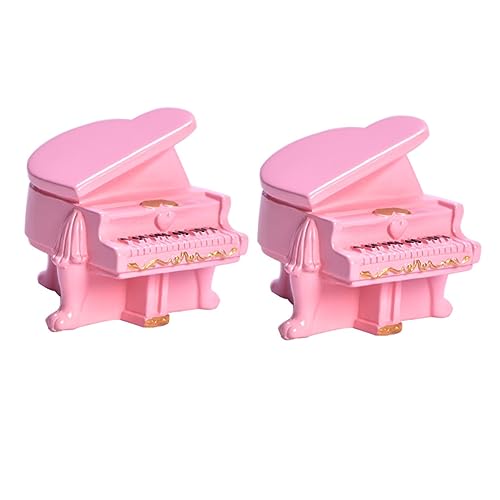ERINGOGO 2 Stück Miniatur Puppenhaus Klavier Modell aus Resin Realistische Mini Musikinstrumente für DIY Mikro Landschaft Dekoration Rosa Klavier Miniatur Haus Deko Zubehör von ERINGOGO
