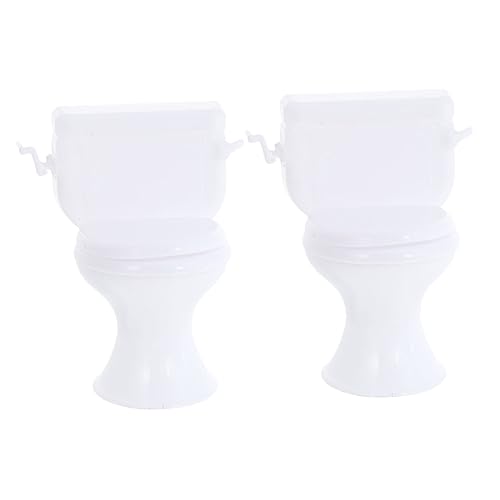 ERINGOGO 2 Stück Miniatur Puppenhaus Möbel Weiße Mini Toilette Badezimmer Zubehör Modell für Puppenhäuser Dekoration und Fotorequisite von ERINGOGO