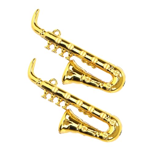 ERINGOGO 2 Stück Miniatur Saxophon Teiliges Detailreiches Mini Musikinstrument Dekoratives Windinstrument für Puppenhaus Sicher Langlebig Künstlerische Deko für Zuhause und Hotel von ERINGOGO