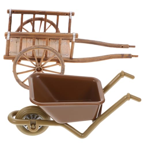 ERINGOGO 2 Stück Miniatur Schubkarre Miniaturmodell Deko für Puppenhaus Garten Landschaft Micro Landschaftsaccessoire Realistisches Simulation Cart Toy für Dekoration von ERINGOGO