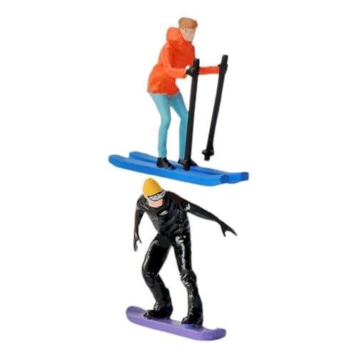 ERINGOGO 2 Stück Miniatur Skifiguren Teilig Resin Handbemalt für Diorama Skiszenen Makrofotografie Detaillierte Mini Ski Menschen Modell Geschenkidee Skifahrer von ERINGOGO