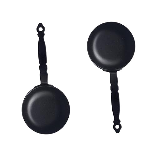 ERINGOGO 2 Stück Minipfanne Mini-pfanne Mini Vorgetäuschte Pfannen Miniatur-kochzubehör Miniaturpfannen Miniatur-backformen Dollhouse Decor Puppenhaus-pfannen- Legierung Black von ERINGOGO