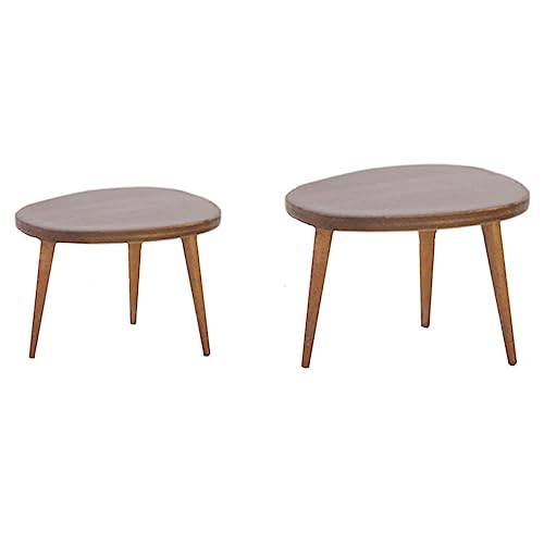 ERINGOGO 2 Stück Möbel Teiliges Mini Modell für Puppenhaus Deko Kompaktes Design für Schlafzimmer und Wohnräume Hochwertiges Walnussfarbe von ERINGOGO