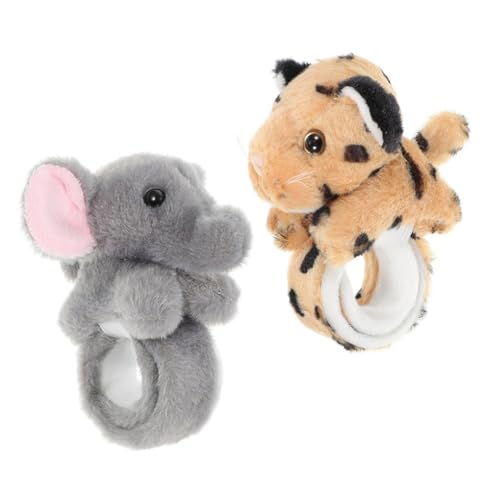 ERINGOGO 2 Stück Plüsch Tier Slap Armbänder Lustige Cartoon Tier Handgelenkspielzeuge für Themengeburtstagsfeiern und Elefant Leopard ERINGOGO 2 Stück Plüsch Tier Slap Armbänder Lustige Cartoon Tier Handgelenkspielzeuge für Themengeburtstagsfeiern und Elefant Leopard von ERINGOGO