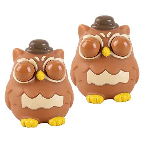 ERINGOGO 2 Stück Prise Musik Zur Druckentlastung Kompaktes Quetschspielzeug Wutabbauspielzeug Kleine Eule Zappeln Cartoon-Squeeze- Brown von ERINGOGO