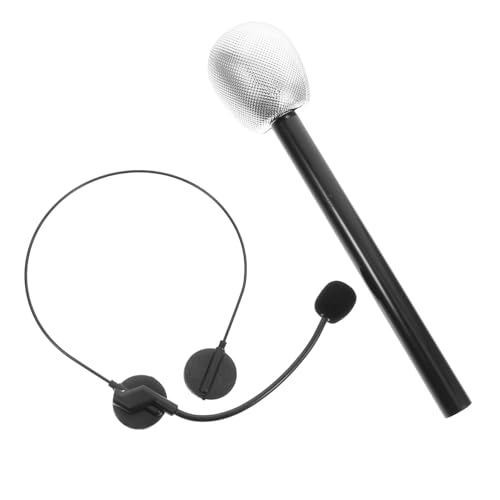 ERINGOGO 2 Stück Promi-Kleid gefälschtes Mikrofon-Headset Sternenkostüm Sänger-Headset Fake-Mikrofon-Set Mikrofon Kopfhörer Bühnenmikrofon Mikrofon-Requisiten Konzertzubehör Plastik Silver von ERINGOGO