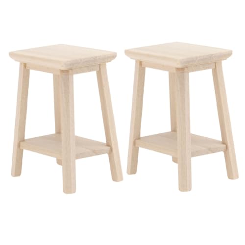 ERINGOGO 2 Stück Puppenhaus Möbel Runde Sitzbank Robuste Dekoration für Wohn und Schlafzimmer Langlebiges Glattes Holz als Miniatur Deko oder von ERINGOGO