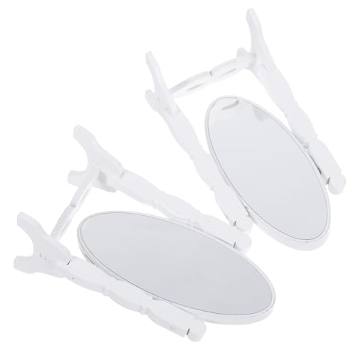 ERINGOGO 2 Stück Puppenhaus Spiegel Freistehender Retro Holzrahmen Miniatur Vintage Schminkspiegel für DIY Puppenmöbel Schlafzimmer Dekoration Weiß von ERINGOGO