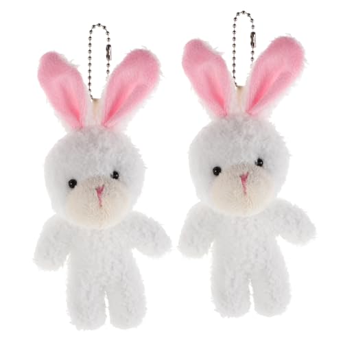 ERINGOGO 2 Stück Puppenhauspuppe Winzige Tiere Rosa Häschen Stofftier Bär Schlüsselanhänger Plüschbären Beflocktes Häschen Clown Plüsch Gefülltes Kaninchen Plüsch Plüschtiere Für von ERINGOGO