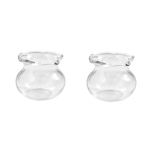 ERINGOGO 2 Stück Puppenzubehör Puppenhaus Mini Fisch Dekorative Miniatur Aquarium Goldfischglas Tank Kleine Dekoration Spielhaus Transparentes Glas von ERINGOGO