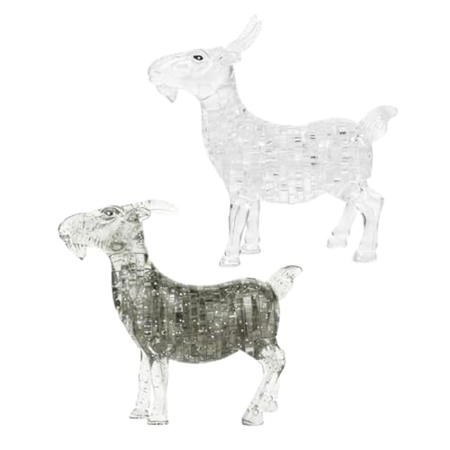 ERINGOGO 2 Stück Puzzle Ziegenskulptur Kleine Täuschend Echte Kristallimitat Ziege Figur Dekoration für Wohnzimmer Büro Schlafzimmer Geschenk zu Weihnachten Hochzeit Valentinstag von ERINGOGO