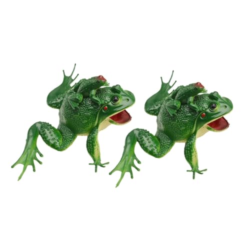 ERINGOGO 2 Stück Realistisches Froschmodell aus Robustem mit Quietscherfunktion Weiche Oberfläche Kindersicher für Junge Mädchen Kleine Hände Grüne Krötenfigur für Spiel und Dekoration von ERINGOGO