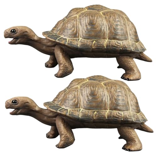ERINGOGO 2 Stück Realistisches Land Schildkröten Modell aus Solidem Kunststoff Detailgetreue Tierfigur als Lernspielzeug und Dekoration für Kinderzimmer Fördert Kreativität und von ERINGOGO