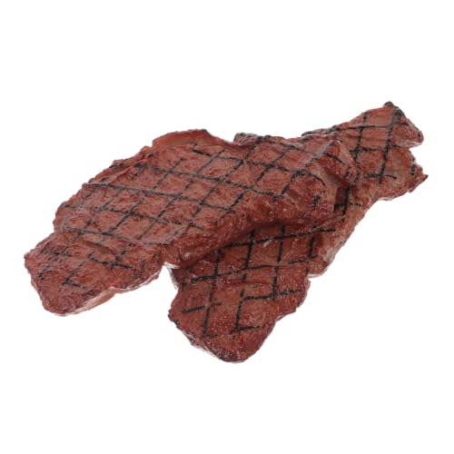 ERINGOGO 2 Stück Realistisches Teiliges Steak aus Lebensmittelechtem Glatte Oberfläche Detailgetreue Simulation Dekoratives Grill und Fotoprop für Küche und Konditorei von ERINGOGO