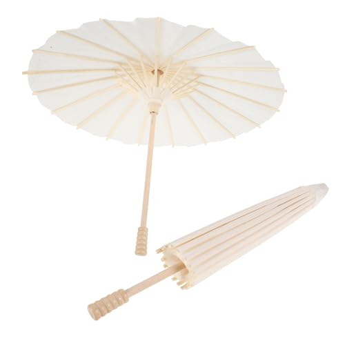 ERINGOGO 2 Stück Regenschirm Party Miniatur Bastelblumen-Spitzenstickerei-Regenschirm Gothic Nebel Hochzeit Dekoration papierschirm Vintage weißer Hochzeitsschirm Holz von ERINGOGO
