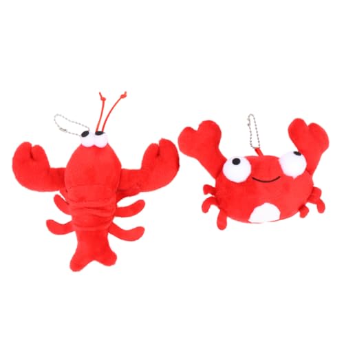 ERINGOGO 2 Stück Schlüsselanhänger Krabbe und Hummer Plüschtier Anhänger Kuscheliges Plüschspielzeug Cartoon Design für Tasche Auto Dekoration von ERINGOGO